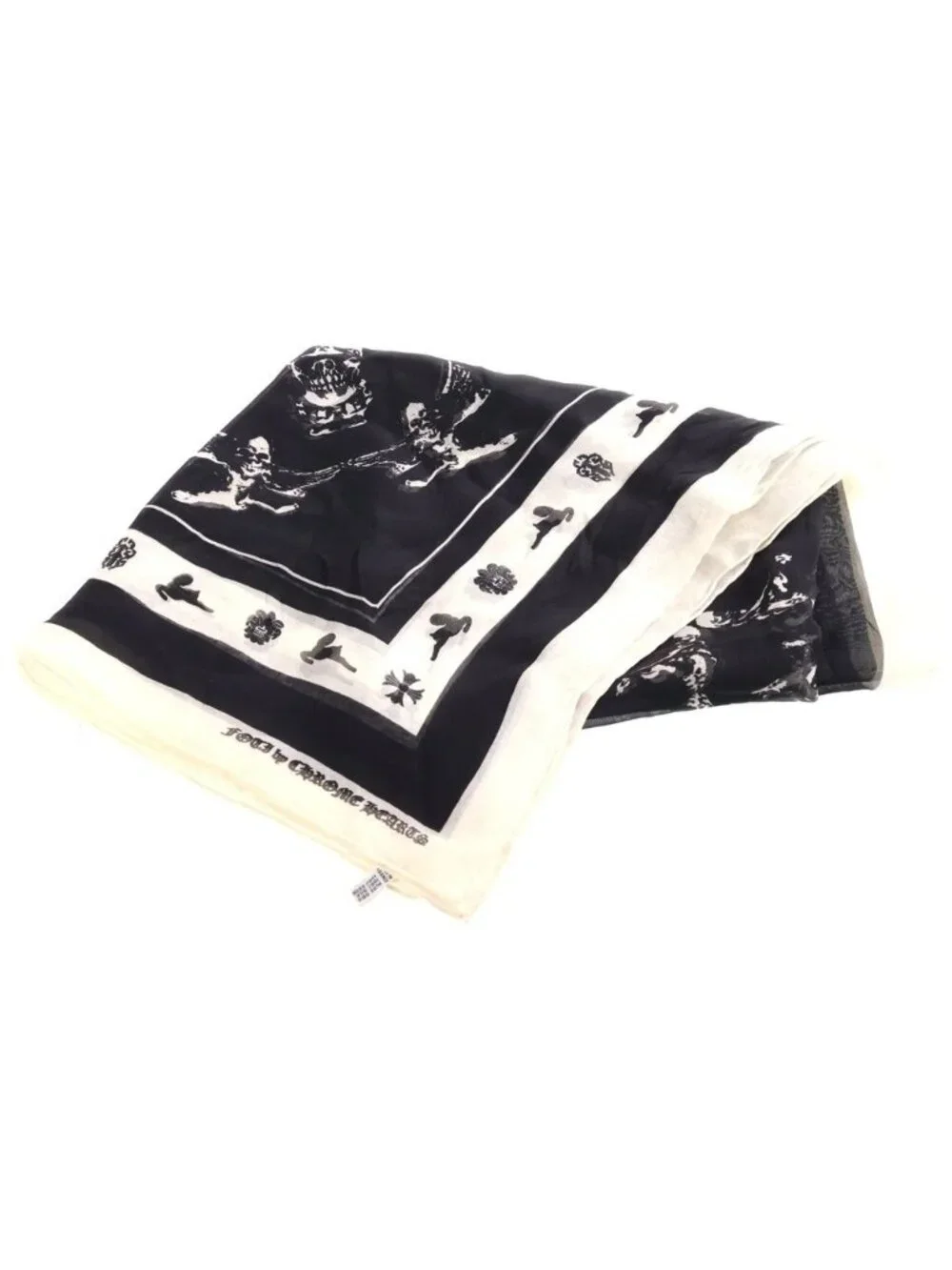 Chrome Hearts Foti Silk Scarf Print Black White